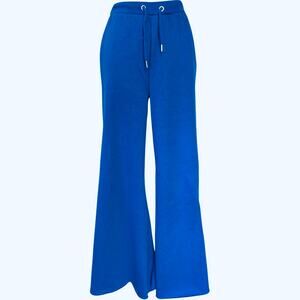 NEW Royal Blue Nasty Gal Collection Super Flair Fleece Bell Bottom Pants Size S